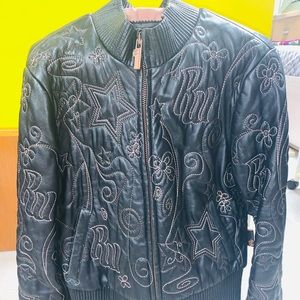 Rocawear leather bomber jacket size Large